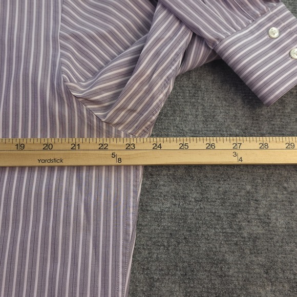 Hugo Boss Dress Shirt 16 34/35 Purple Striped Point Collar Cotton - Picture 5 of 9